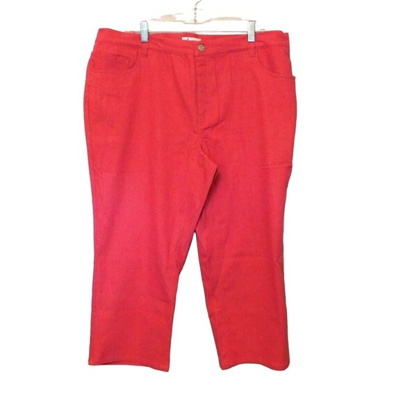 Denim & Co Cropped Pants 18W Avg Pink Light Fuchsia 5 Pocket Casual Cotton Blend - Picture 1 of 6